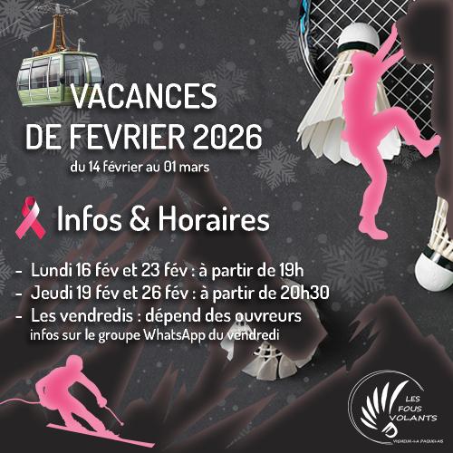 Infos & Horaires vacances de février 2026